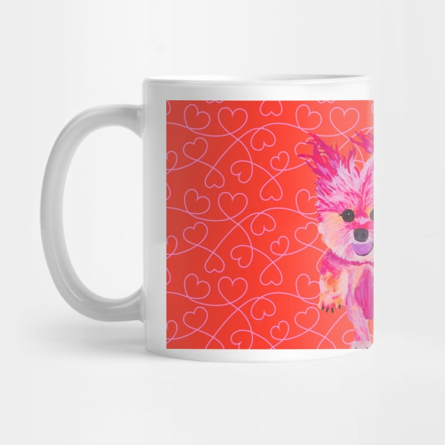 I Love Luz the Chorkie over Pink Hearts with Orange by AmandaAAnthony